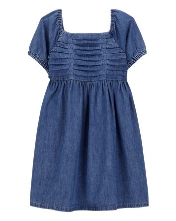 Kid Smocked Denim Dress - Blue, 