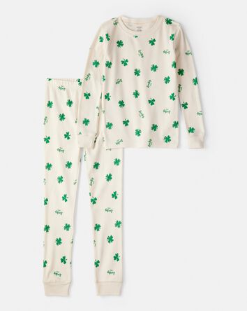 Jeune - Pyjamas ajust&eacute;s en coton 100 % pour la f&ecirc;te de la Saint-Patrick - Ivoire, 