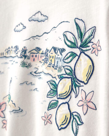 Girls Mermaid Landscape Top - White, 