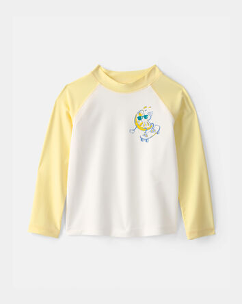 Ensemble 2 pi&egrave;ces haut dermoprotecteur &agrave; motif de citrons et short maillot de bain pour tout-petit - Jaune/Bleu/Blanc, 