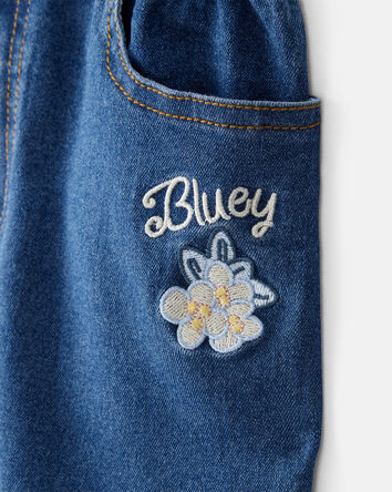 Toddler Girl Bluey Embroidered Denim Skirt - Blue, 