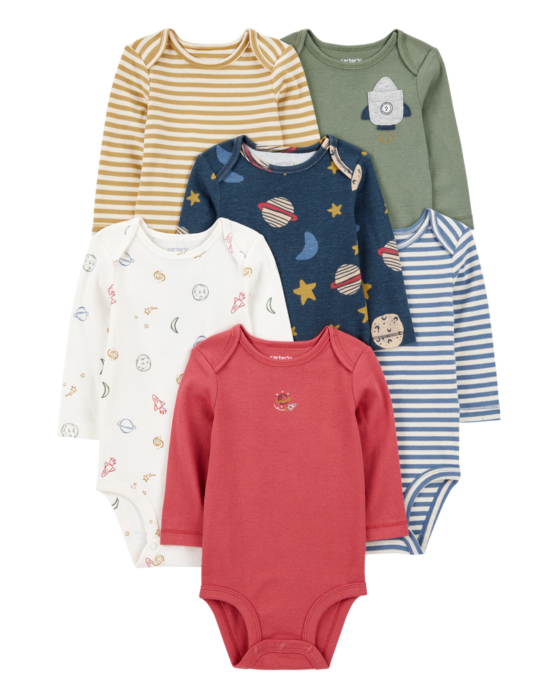 Baby 6-Pack Long-Sleeve Original Bodysuits, image 1 of 8 slides