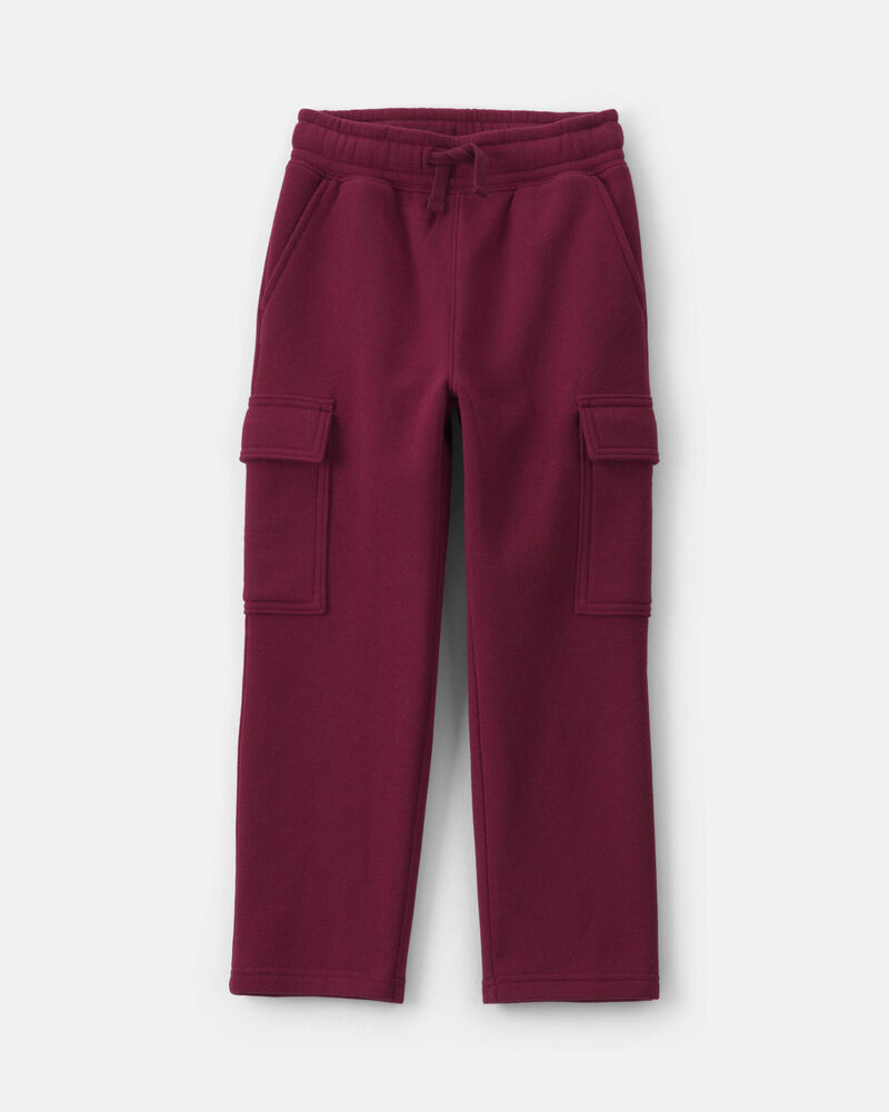 Boys Fleece Cargo Pants - Burgundy, image 1 of 5 slides