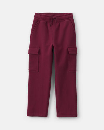 Boys Fleece Cargo Pants - Burgundy, 