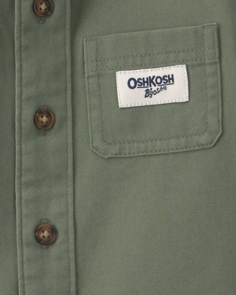 Baby Boy OshKosh Logo Twill Button-Down Shirt - Green, image 3 of 5 slides