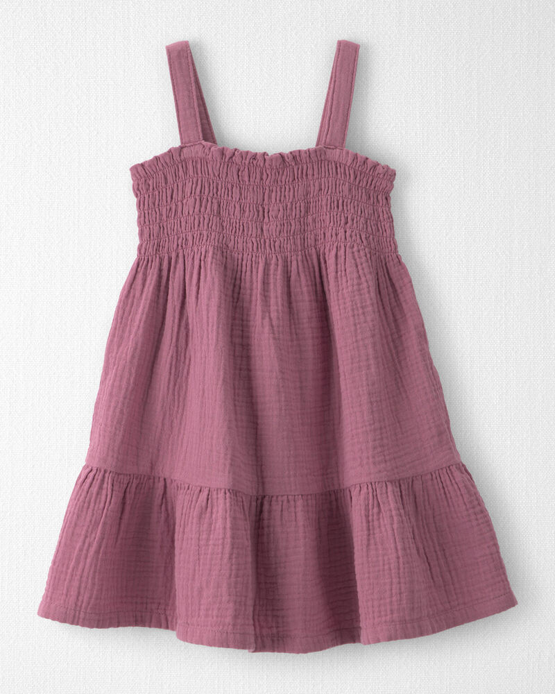Tout-petit fille - Robe en gaze &agrave; smocks en coton biologique, image 1 sur 6 diapositives