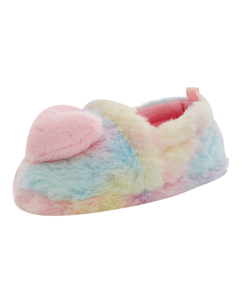 Rainbow Heart Faux Fur Loafer Slippers, image 6 of 6 slides