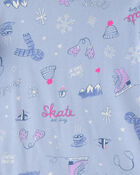 Girls Winter 100% Cotton Snug Fit 4-Piece Pyjama Set - Purple/White, image 3 of 5 slides