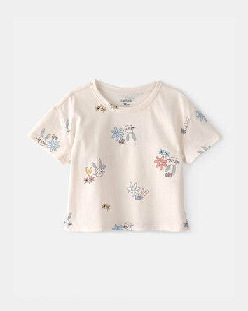 B&eacute;b&eacute; fille - Haut floral &agrave; motif de lapin de P&acirc;ques - Cr&egrave;me, 