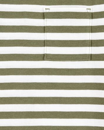 Kid Striped Short-Sleeve Pocket Tee - Olive, 