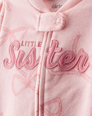 Baby Girl Bow Print Loose Fit Long-Sleeve Sleeper - Pink, 