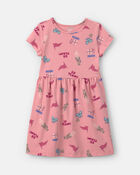 Filles - Robe &agrave; manches courtes &agrave; motif de sport scolaire - Rose, image 1 sur 3 diapositives