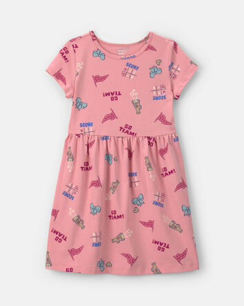Girls School Spirit Short-Sleeve Dress - Pink, 