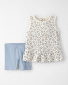 Toddler Girl 2-Piece Top & Short Set Made with Organic Cotton in Spring Bloom Print, image 1 of 6 slides