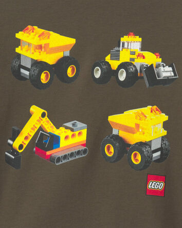 Tout-petit gar&ccedil;on &ndash; T-shirt manches longues &agrave; imprim&eacute; engin de construction LEGO &ndash; Vert olive, 