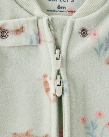 Baby Girl Squirrel Print Loose Fit Long-Sleeve Sleeper - Green, 