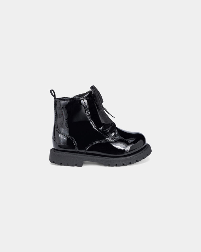 Girls Bow Combat Boots - Black, image 2 of 6 slides
