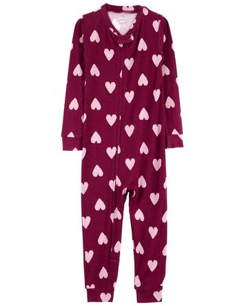 1-Piece PurelySoft Heart Print Sleeper Pyjamas, 