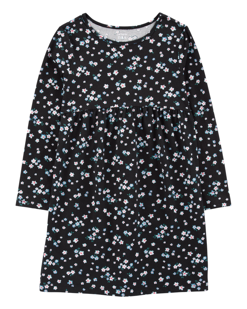 Kid Floral Long-Sleeve Jersey Dress, image 1 of 4 slides