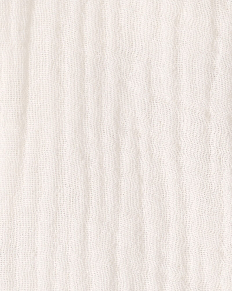 Baby Gauze Sleeveless Shortall in White, image 4 of 5 slides