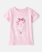 Girls Marie Cat Short-Sleeve Graphic Tee - Pink, image 1 of 2 slides