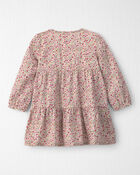 Toddler Girl Organic Cotton Dobby Dress in Floral, image 2 of 5 slides
