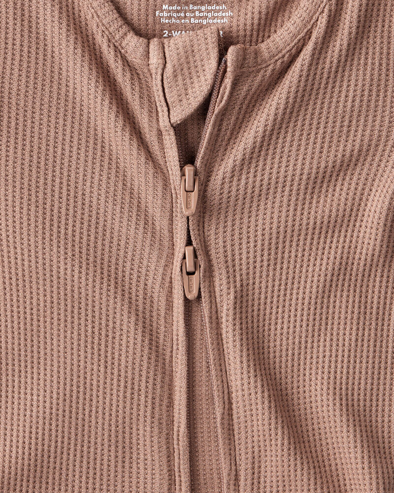 Baby Solid PurelySoft Long-Sleeve 2-Way Zip Sleeper - Brown, image 2 of 8 slides