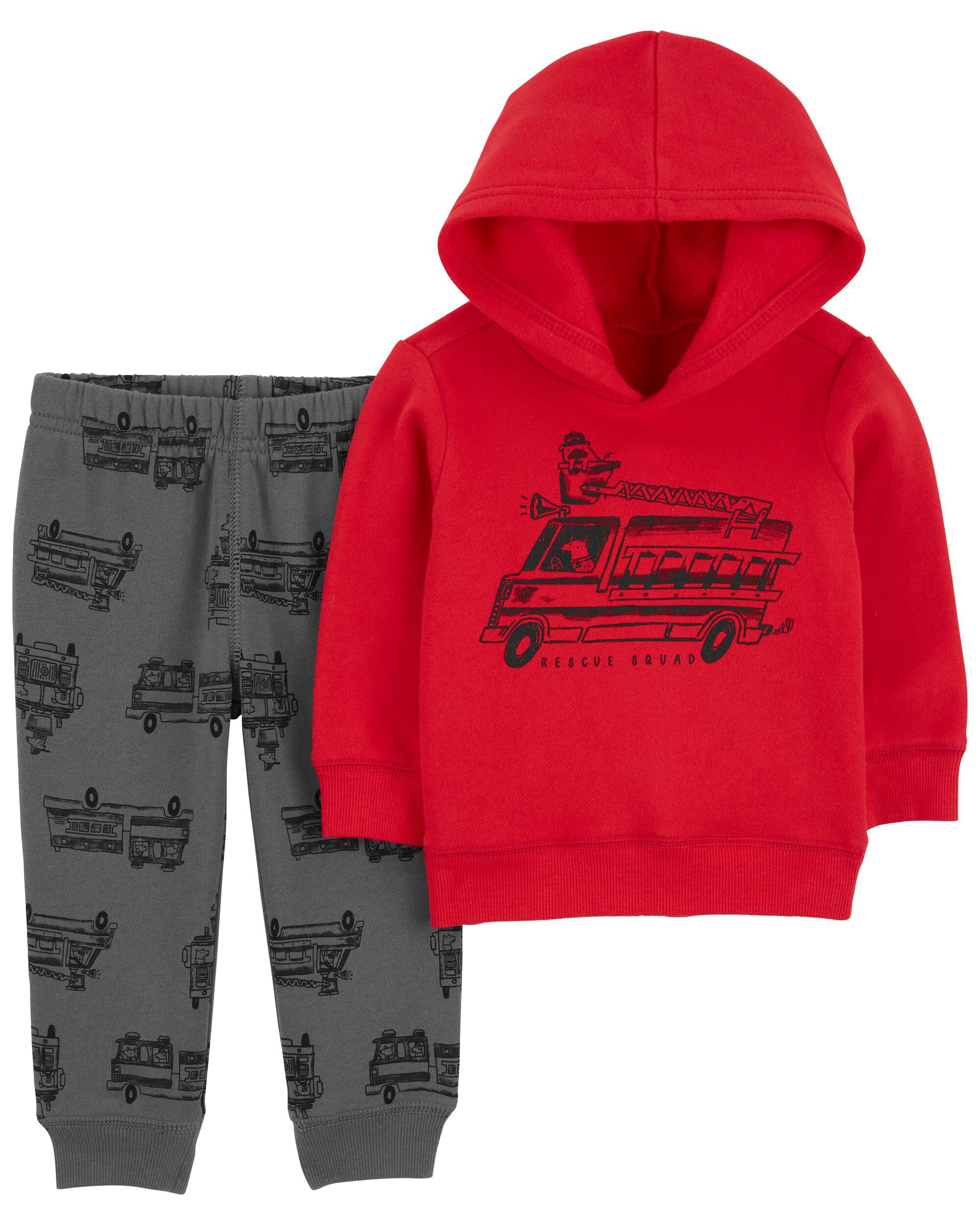 2 Piece Fleece Hoodie Fire Truck Playwear Set
