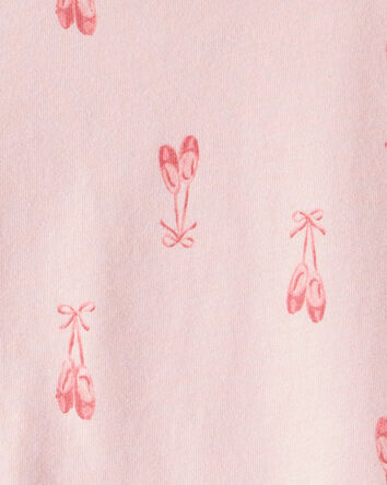 Tout-petit fille - Haut à manches longues et basque à imprimé de ballerines – Rose, 