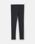 Girls Pull-On Stretch Rib Leggings - Black, image 1 of 4 slides