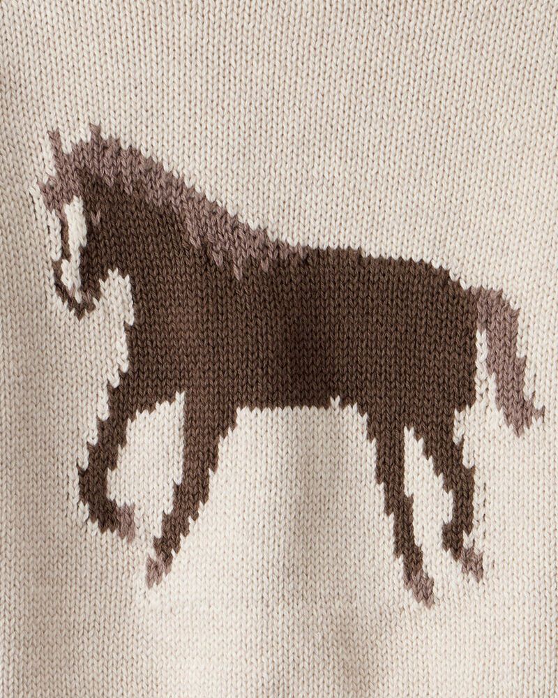 B&eacute;b&eacute; - Chandail en tricot de coton biologique &agrave; motif cheval, image 3 sur 3 diapositives