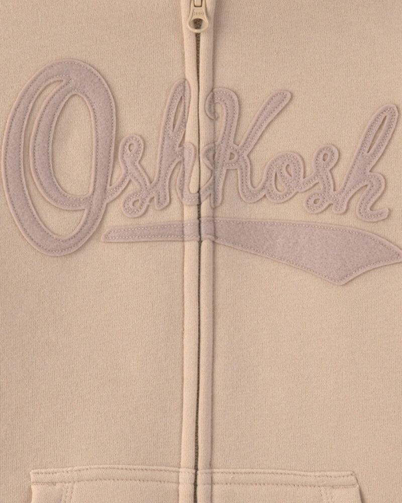 Gar&ccedil;ons - Chandail &agrave; capuchon &agrave; fermeture &agrave; glissi&egrave;re, logo OshKosh - Beige, image 2 sur 2 diapositives