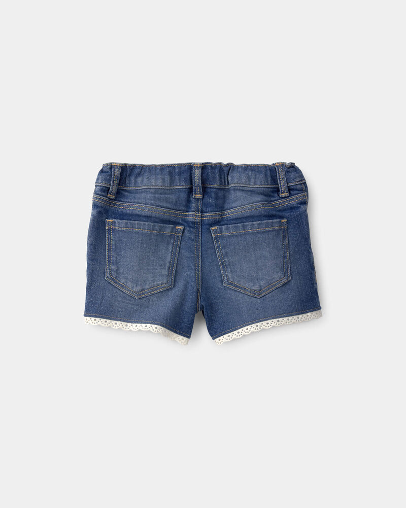 Toddler Girl Eyelet Trim Denim Shorts - Dark Wash, image 2 of 4 slides