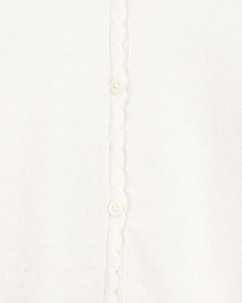 Kid Wave Trim Cardigan Sweater - Ivory, image 2 of 3 slides