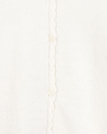 Kid Wave Trim Cardigan Sweater - Ivory, 