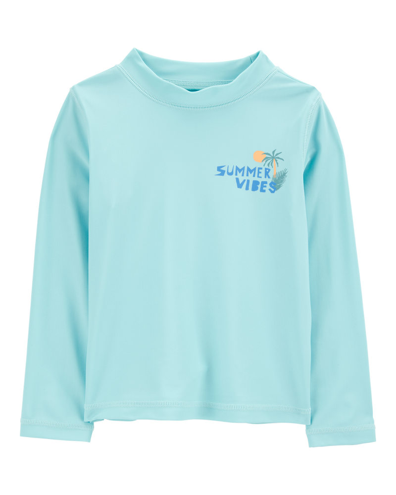 Toddler Summer Vibes Long-Sleeve Rashguard Swim - Blue, image 1 of 3 slides