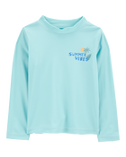Toddler Summer Vibes Long-Sleeve Rashguard Swim - Blue, image 1 of 3 slides