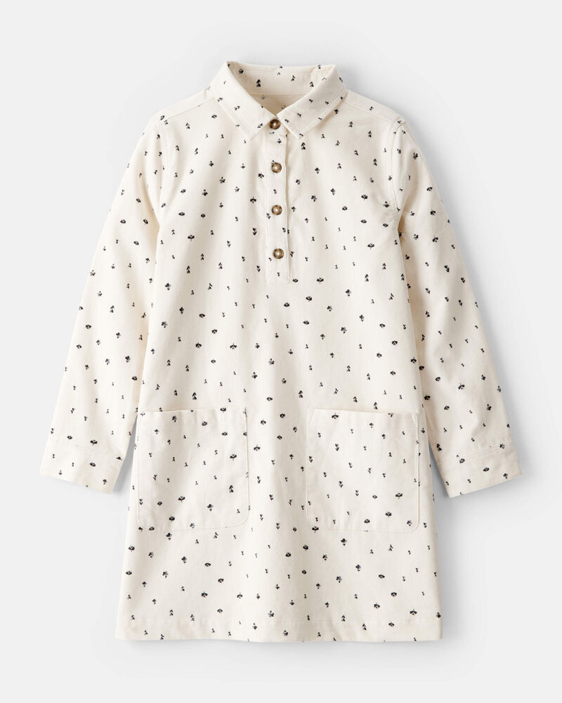 Girls Floral Corduroy Dress - Ivory, image 1 of 4 slides