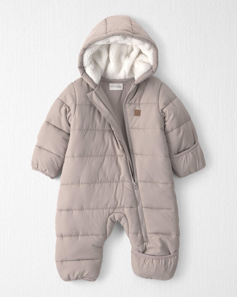Baby 1-Piece Teddy Fleece Snowsuit Made with Recycled Materials, image 2 of 4 slides