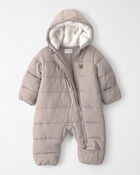 Baby 1-Piece Teddy Fleece Snowsuit Made with Recycled Materials, image 2 of 4 slides