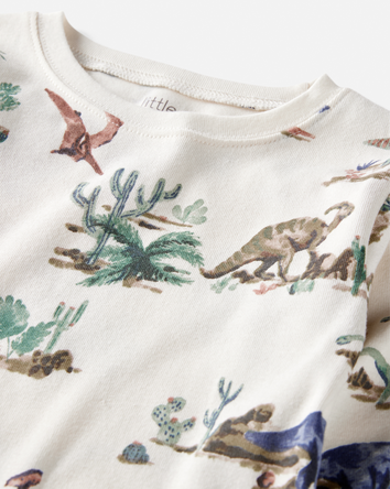 Kids Dinosaur Print Organic Cotton 2-Piece Pyjamas, 