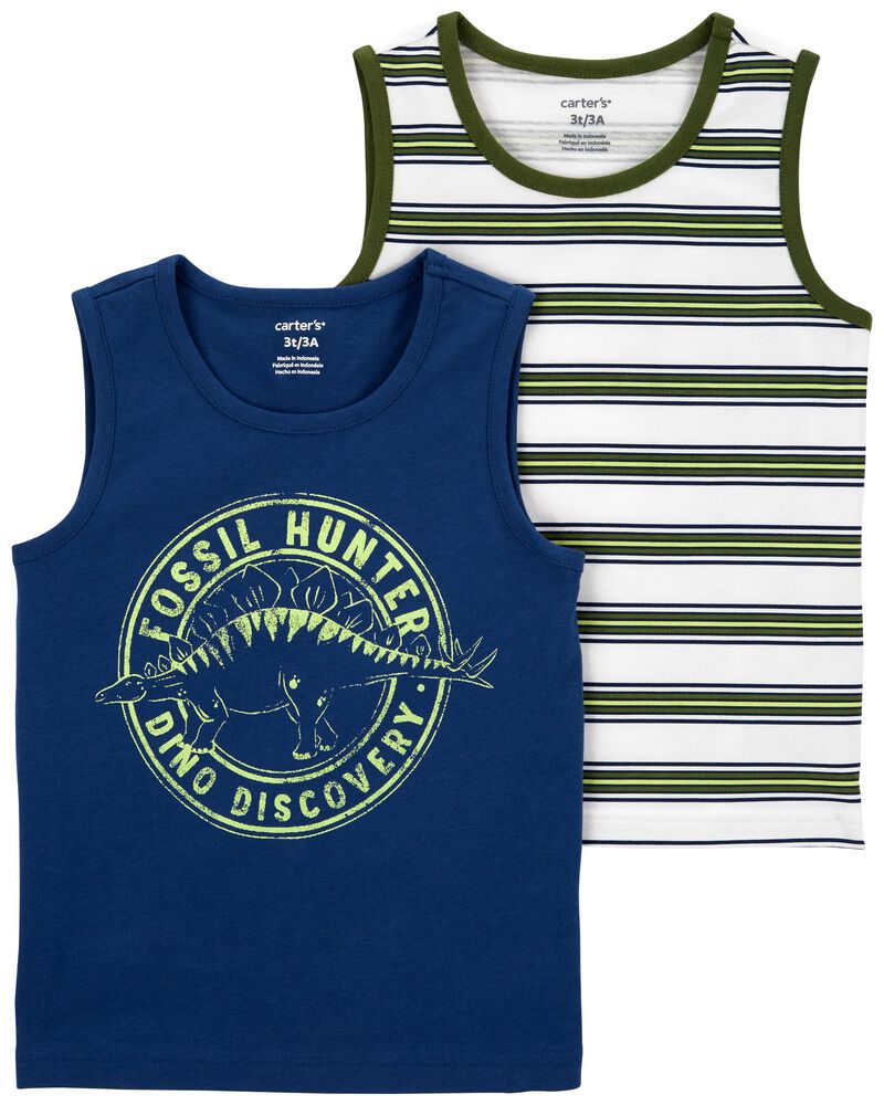 Toddler Boy 2-Pack Blue Tank Top Set, image 1 of 3 slides