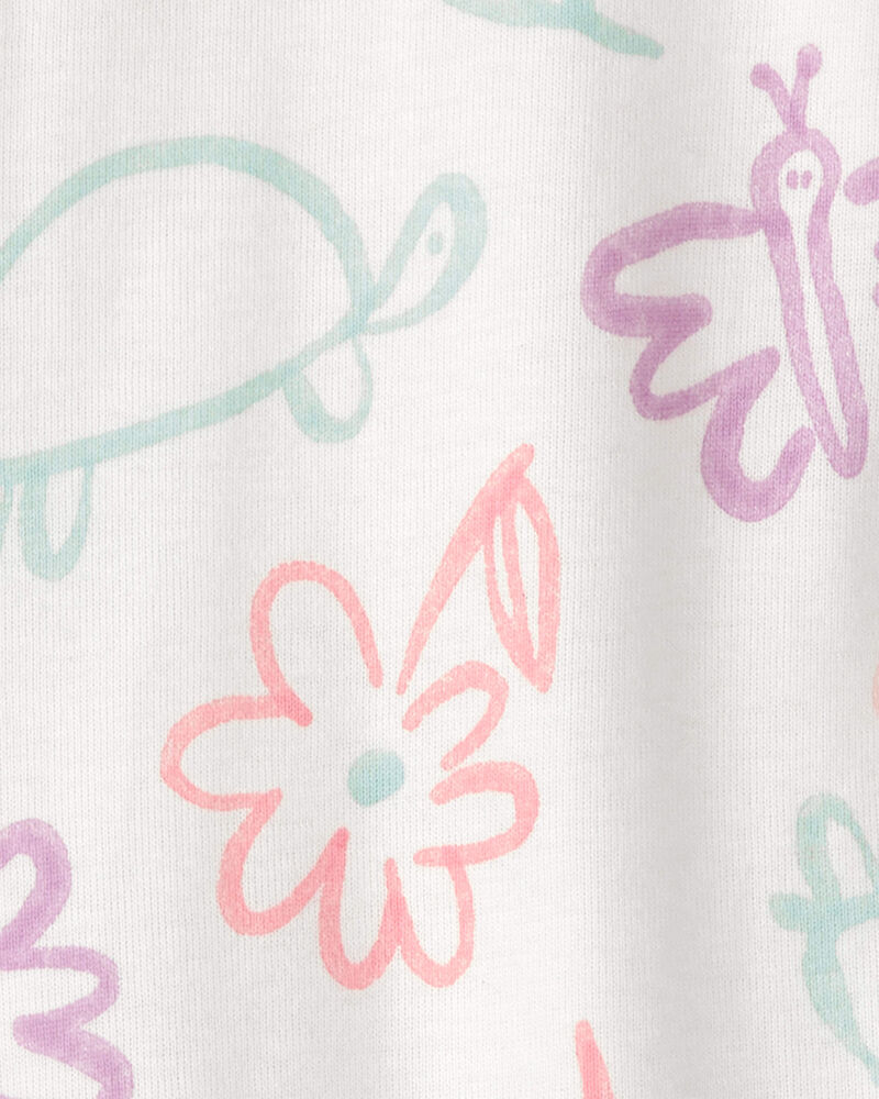 Baby Girl Floral 100% Cotton Snug Fit 1-Piece Pyjama - White, image 3 of 4 slides