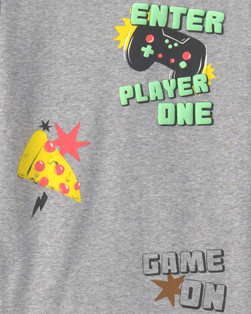 Gar&ccedil;ons - Pyjama ajust&eacute; 4 pi&egrave;ces en coton &agrave; motif jeu vid&eacute;o &ndash; Gris, image 4 sur 4 diapositives