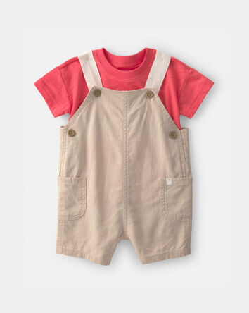 Baby Boy 2-Piece Solid Overall Set - Red/Orange, 