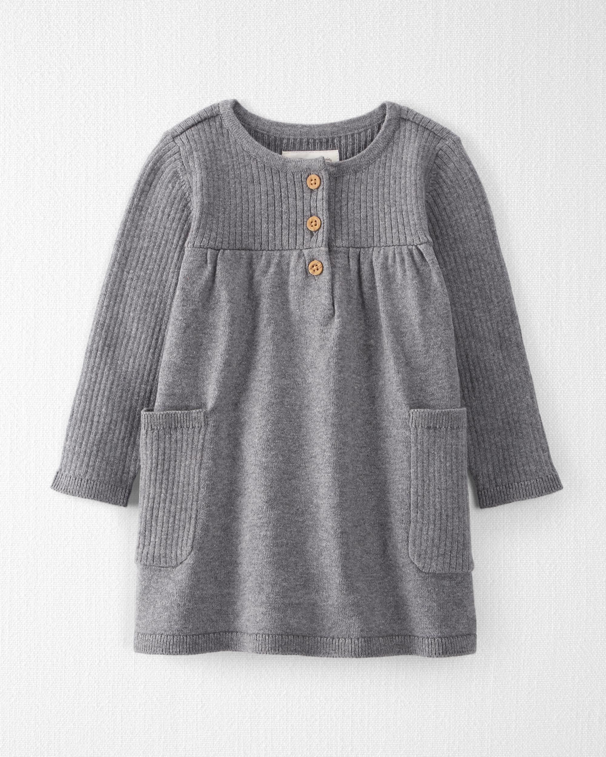 Baby Organic Cotton Ribbed Sweater Knit Dress