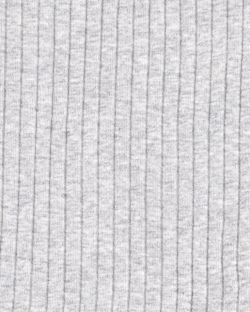 Kid Solid Ribbed Cotton Blend 2-Piece Pyjamas - Grey, image 2 of 3 slides