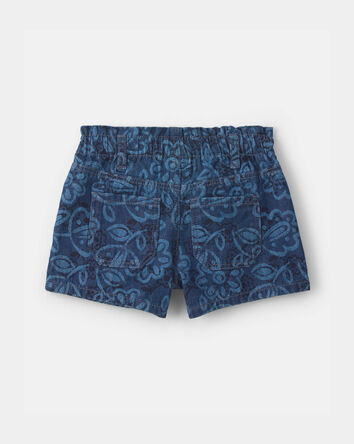 Tout-petit fille - Short en denim &agrave; motif floral - D&eacute;lav&eacute; fonc&eacute;, 