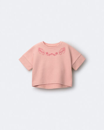 Toddler Girl High-Low Bubble Dolman Tee - Peach, 