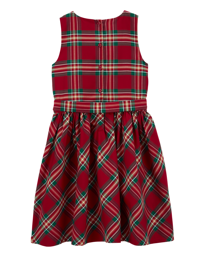 Kid Plaid Sateen Holiday Dress, image 2 of 6 slides